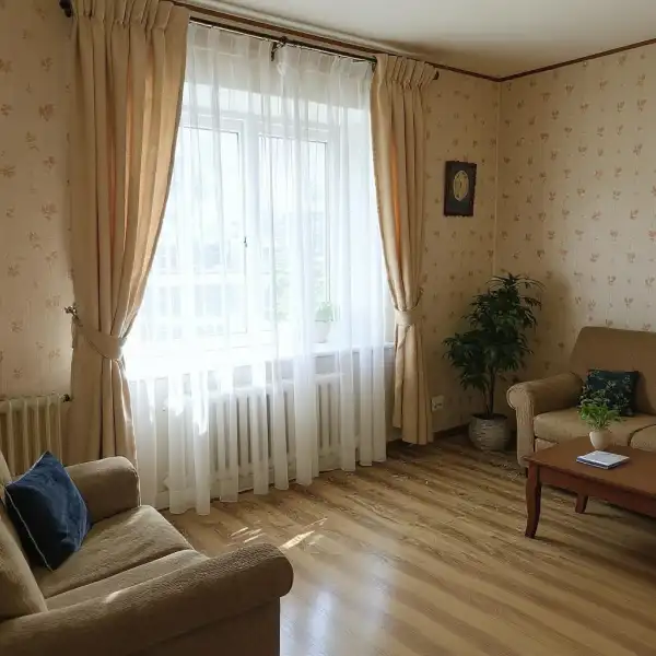 Чистка штор в загородном доме - до уборки